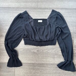 Altar'd State Black Longe Sleeve Crop Top